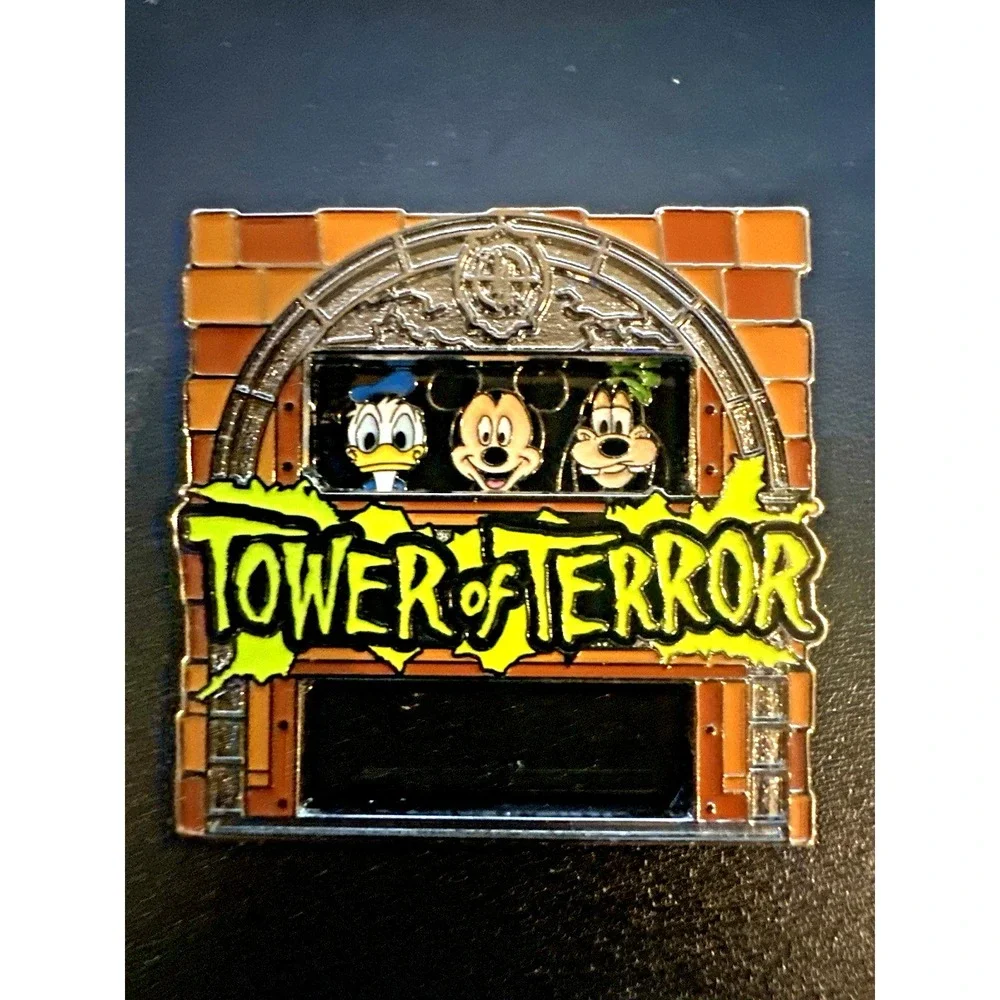 Tokyo Disney Resort Tower of Terror Sliding Pin Mickey Donald Goofy Japan